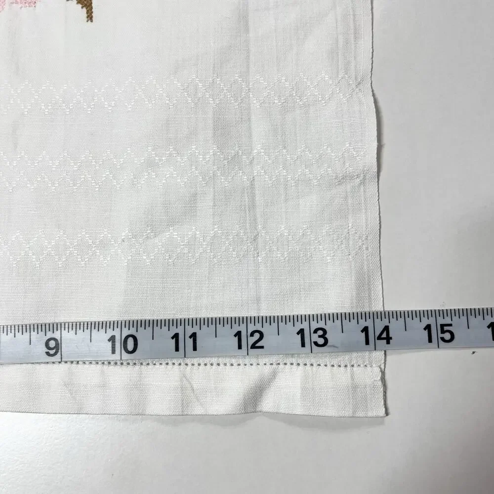 Embroidered Cotton White Table‎ Runners Set of Two 14”x27” & 22.5”x42.5” Cottage